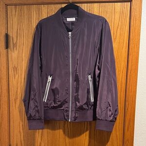 Purple Bomber Jacket with Silver Zippers